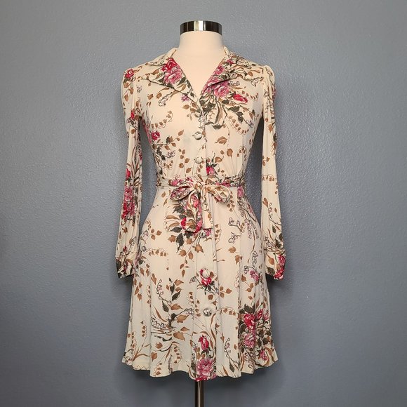 Vintage 70's long sleeve floral button up Dress - Picture 1 of 10